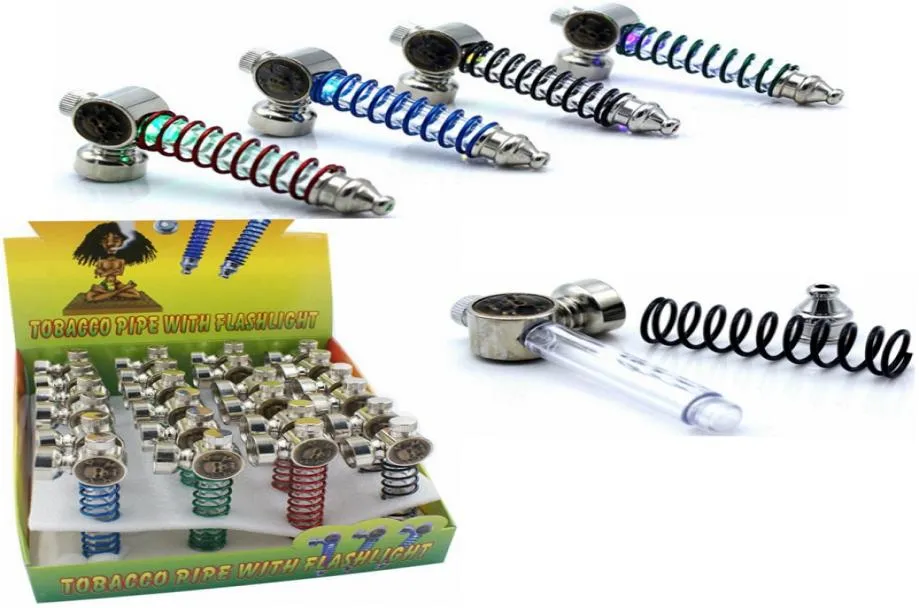 Bunte LED Light Metall Rohrleitungen Schädelrohre tragbare Rauchrohre Zigaretten Tabakrohröl Verbrennungsrohre Mini Shisha Accessoires 7233353