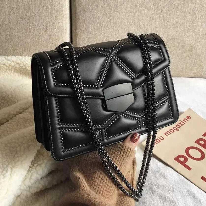 Luxurys handbags women Rivet flap luxury Designer Shoulder Bags handbag cross body clutch chain Purse fashion purses lady Satchel Wrist 2642