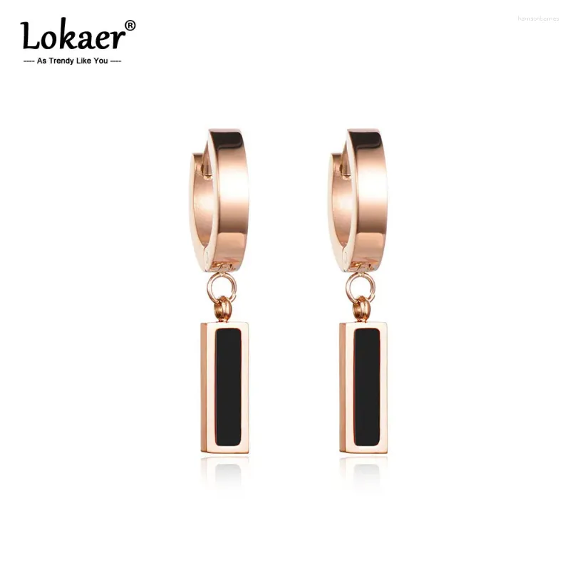 Hoop -Ohrringe Mode weiße schwarze Hülle für Frauen Roségold Farbe Titanstahl weiblicher Schmuck E17044