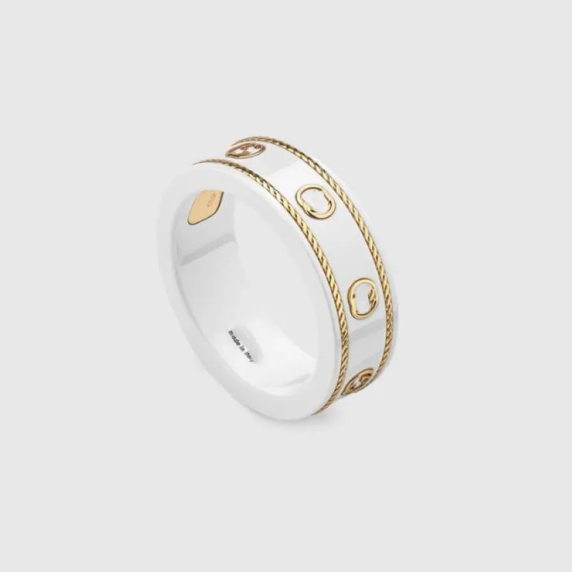 Bandparringar Graverade bokstäver Gu Jia Icon Series Gold Interlocking Double G Ring Ny överlappande diamantvinkel för älskare Designer 237F