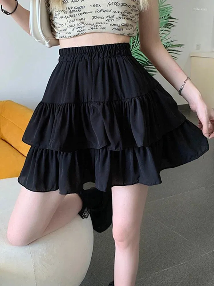 Röcke sexy Rock hohe Taille schwarze weiße Frauen Skort Falten Mini Girls Casual Clothwear Streetwear