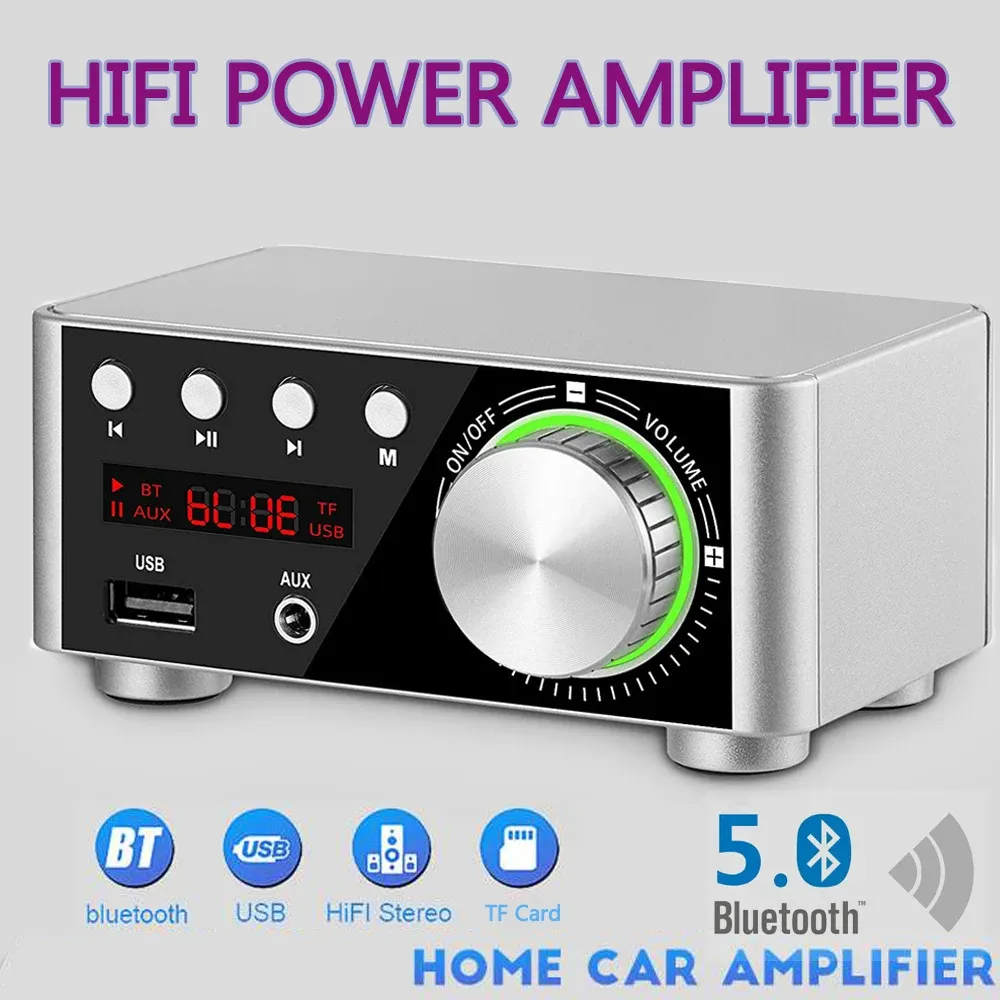 Усилитель 50 Вт стерео -амплификадор домашний кинотеатр USB Card Player Bluetooth 5.0 Hifi Digital Power Pretiver Board Audio усилитель