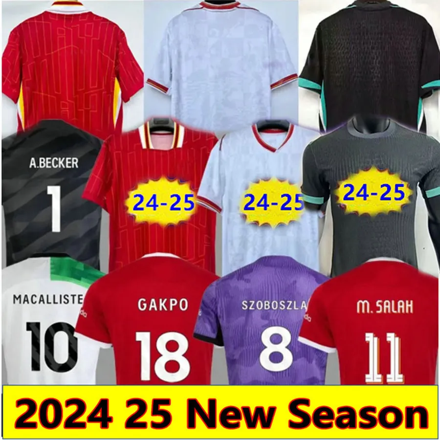 2024 Jerseys de futebol Jogador de fãs Gakpo 24 25 Home Away Away Mac Allister Luis Diaz Szoboszlai Black Goolkeeper Camisa de futebol masculino Men uniformes