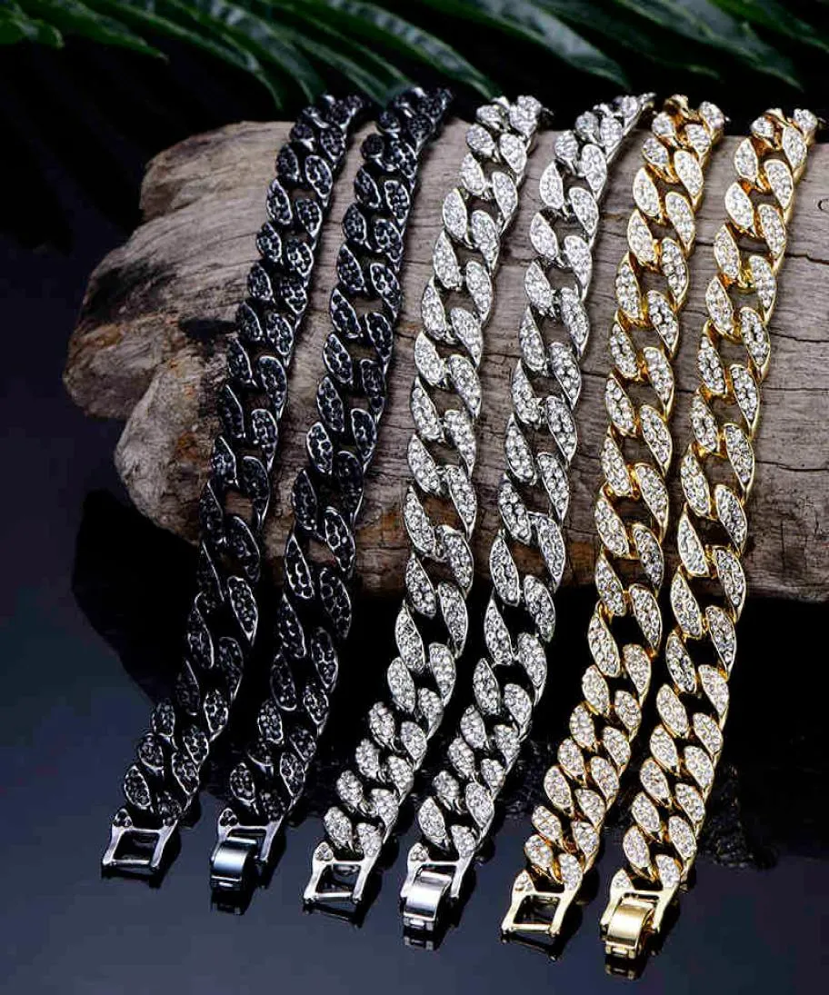 Miami Curb Cuban Link Chain Pendent for Men Gold Silver Hip Hop Iced Out Paved Bling CZ Rapper Necklace Jewelry Gift T2001136392425