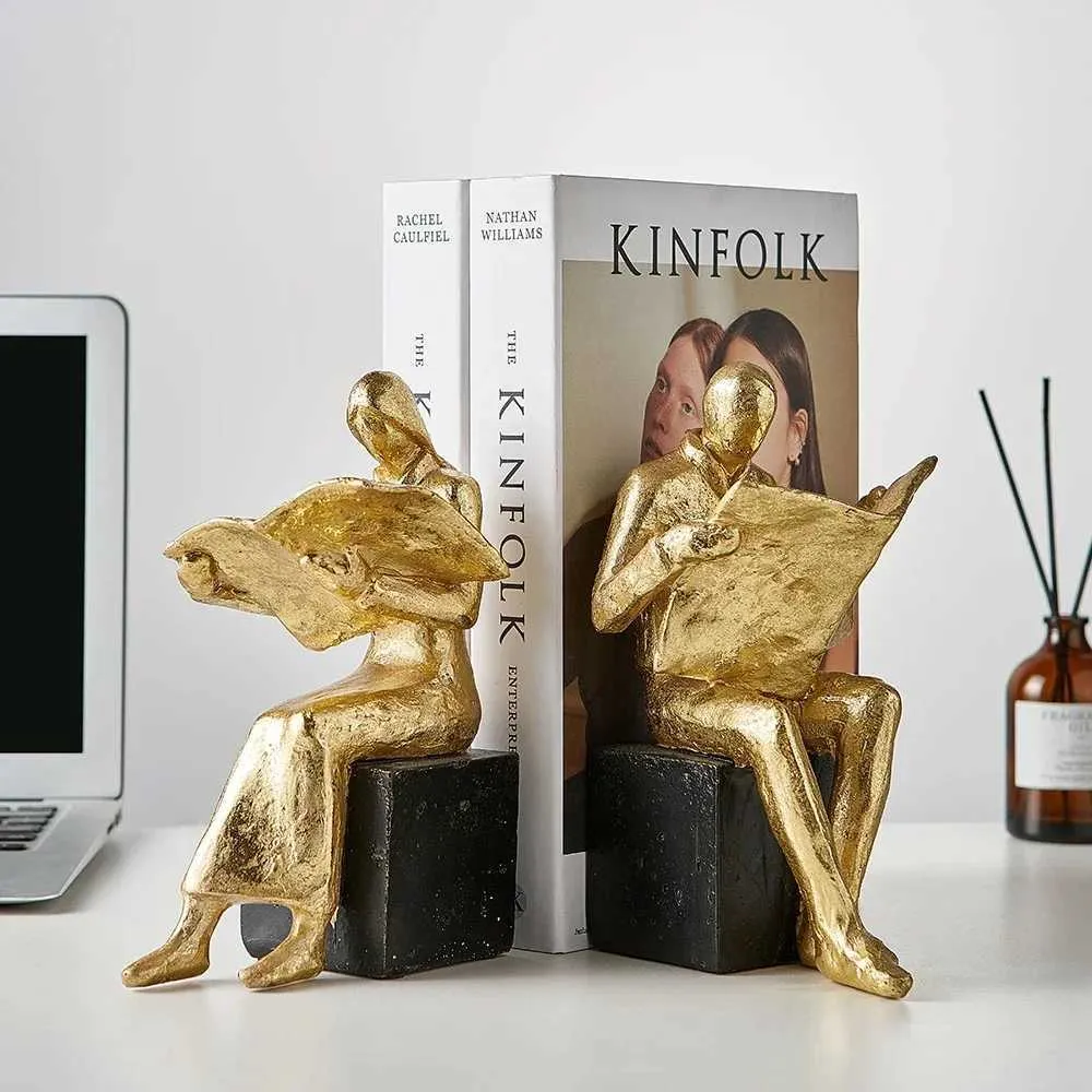 Objets décoratifs Figurines Liading esthétique Statue Home Decor Home Study Bibliothèque Ornement Simple Book End Resin Miniatures Crafts Office Accessoires T2