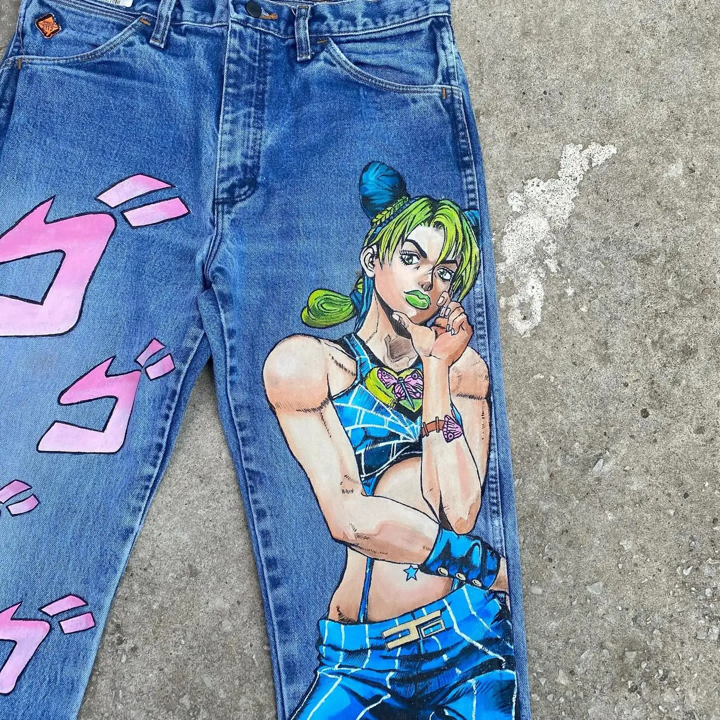 Hip Hop Anime Print Graphic Baggy Jeans Harajuku Denim Y2k Pants 