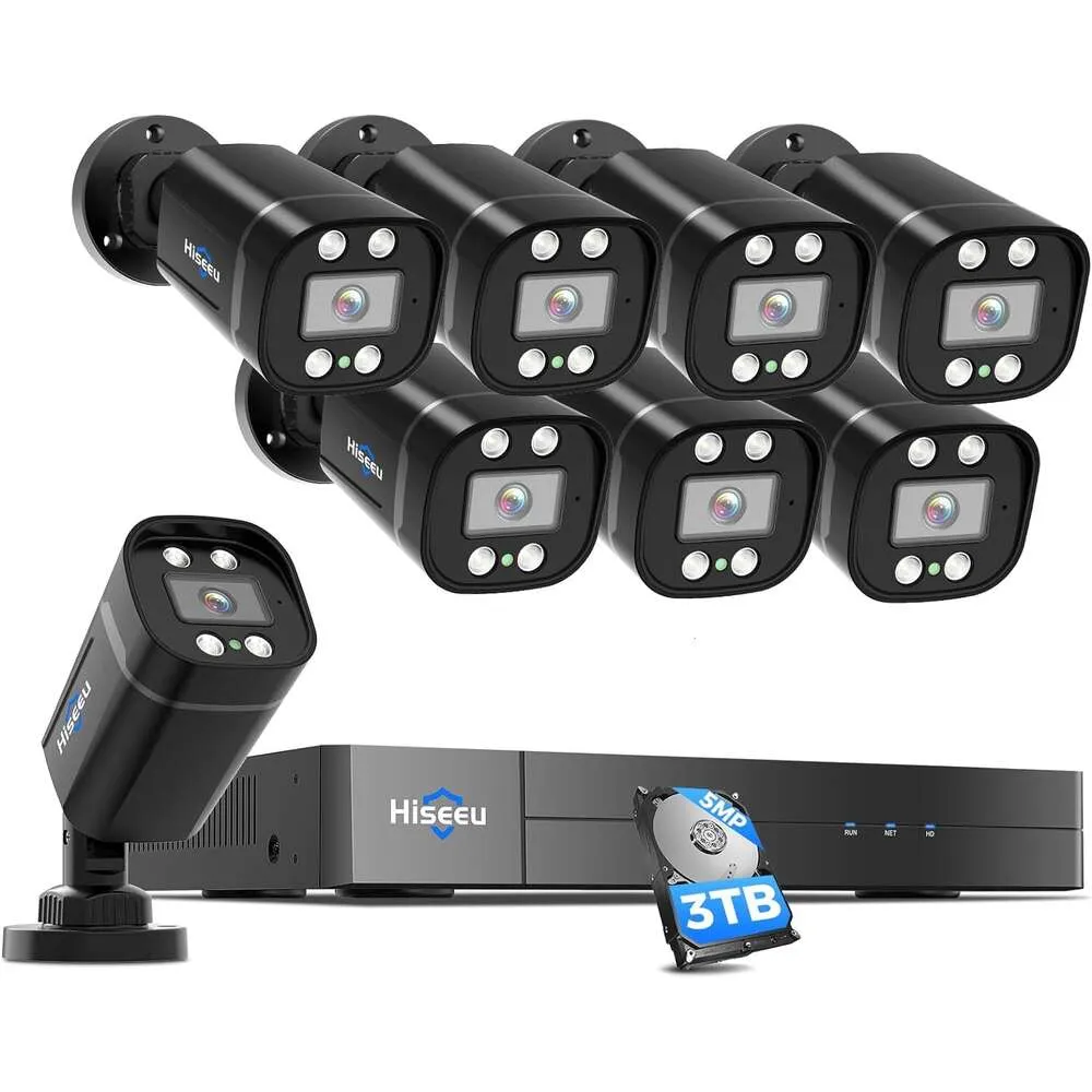 3TB System kamery bezpieczeństwa HDD z wykrywaniem ludzkim pojazdem, system kamer CCTV, aparaty zewnętrzne/wewnętrzne 8 szt., 5MP H.265 DVR, dostęp do zdalnego dostępu