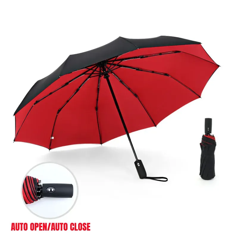 Gear Winddicht Dubbele laag resistent paraplu Volledig automatische regen Mannen vrouwen 10K sterke luxe zakelijke zakelijke mannelijke grote paraplu's parasol
