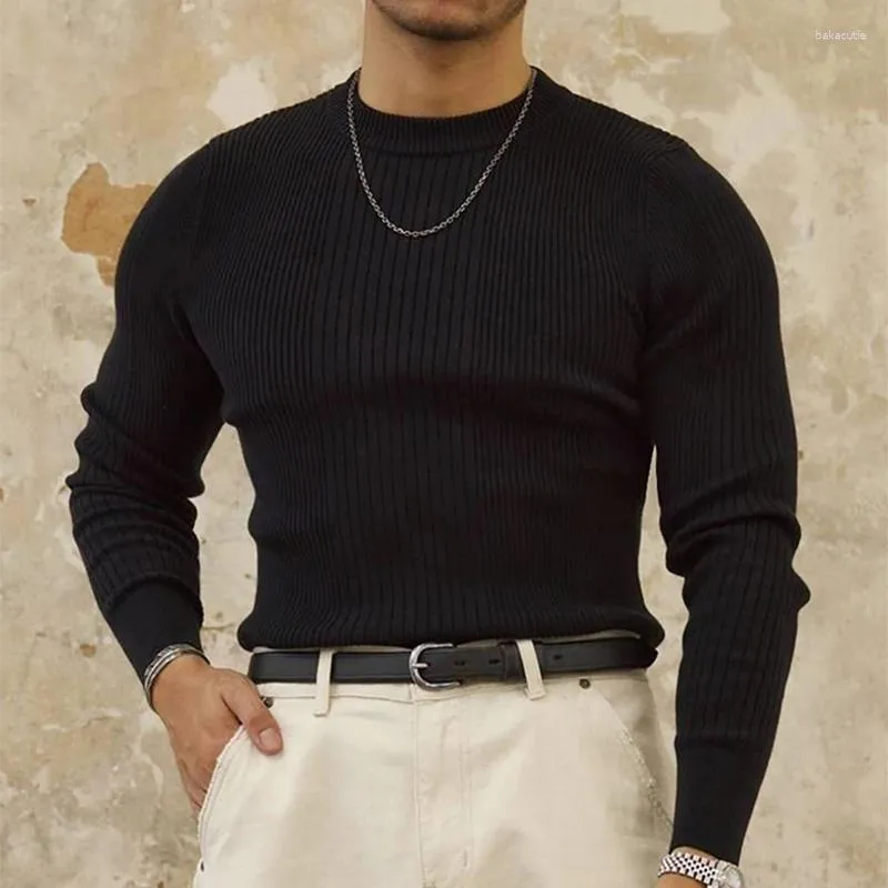 Sweaters voor heren Casual Slim Fit Mens vaste kleur met lange mouwen Solid kleur o Hek Jumper Tops For Men Fashion Bottom Sweater Male Spring Knitwear