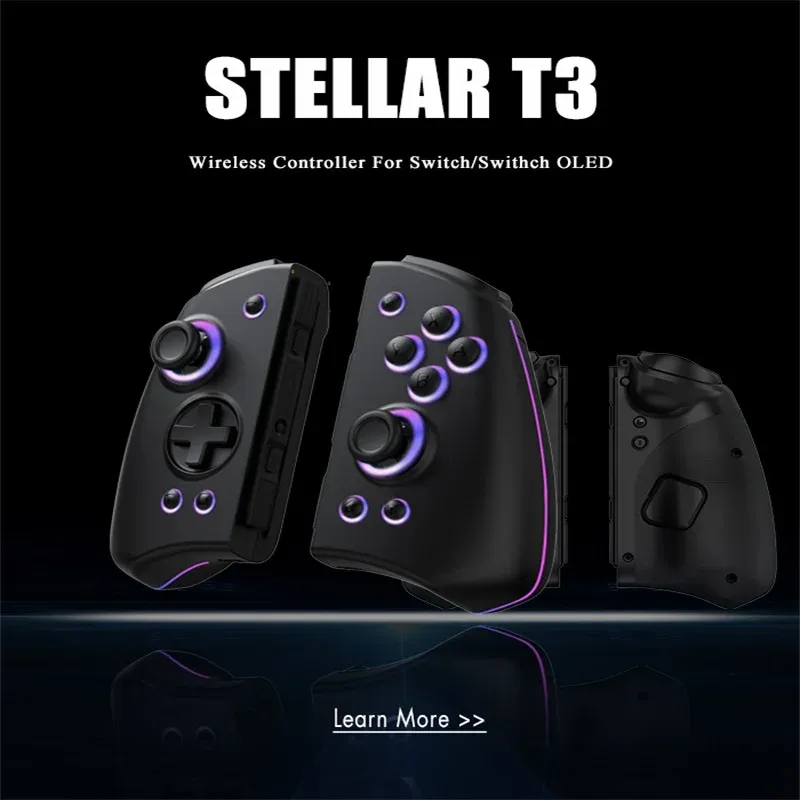 Möss QRD Stellar T3 Wireless JoyPad för Switch/Switch OLED Hall Effect Joystick 7 Färger LED -ljusstyrenhet Mikro Switch -knappar