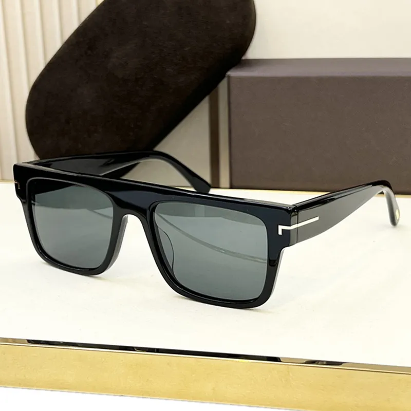 2024 Des Temfun flattop concise square sunglasses for Men Italy Pure-plank UV400 9070 5519 Euro-Am fashion model polarizing driving glasses gogg GOGGLES fullset case