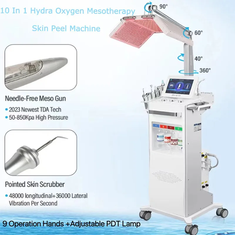 プロフェッショナル10 in 1 Hydro Mesotherapy Hydra皮膚皮膚マシンハイドラデマブレーションマシン付きLEDライト