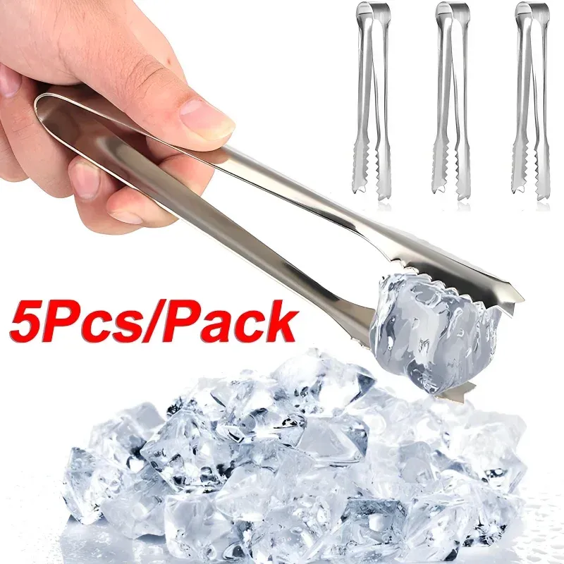 Accessories 5/1pcs Stainless Steel Ice Tongs Buffets Tongs Portable Wedding Party Candy Buffet Bar Home Kitchen Tools BBQ Ice Cream Tools