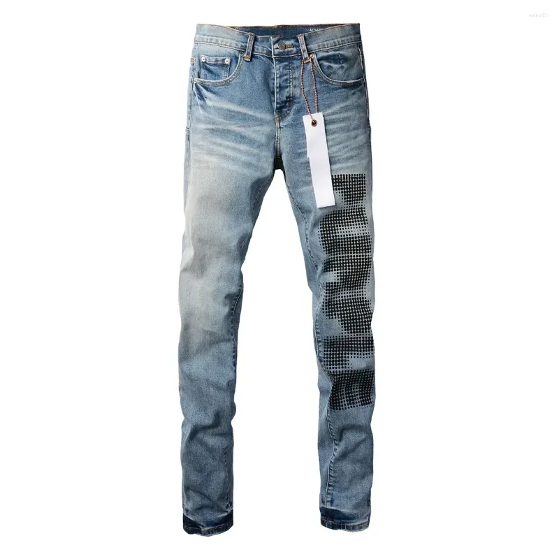 Damesbroeken Topkwaliteit Paarse Roca Brand Jeans met straatblauwe printletters mode reparatie Laagbouw magere denim 28-40 maat