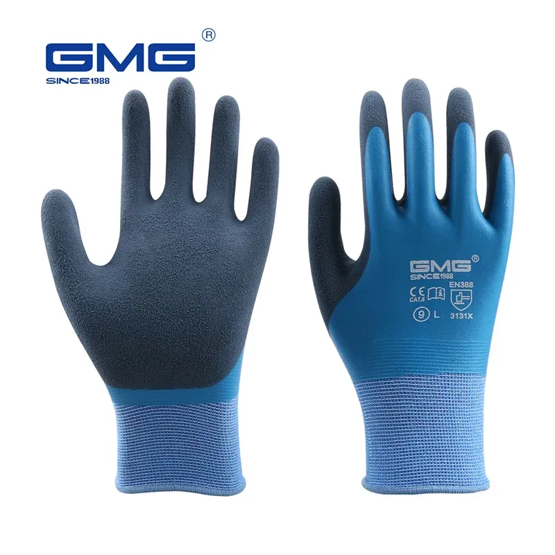 Gants de travail gants gants de sécurité pour le travail en polyester bleu gris tartex sabledy jardin agriculture construction gants imperméables