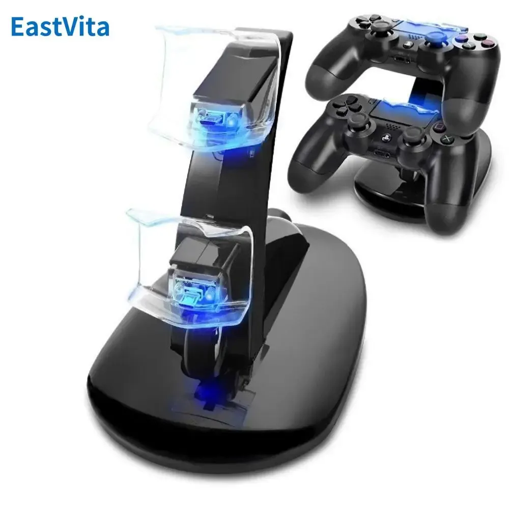 Lautsprecher Gaming -Controller Ladegerät Ständer mit LED -Indikator Dual USB -Ladedocking -Station für PS4 Pro/PS4 -Zubehör kompatibel