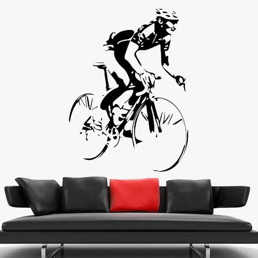 Stickers Cyclist Bicycle Wall Decal Road Bike Wall Sticker Racing Sport Vinyl Sticker Removable Interior Home Bedroom Decor Mural C310