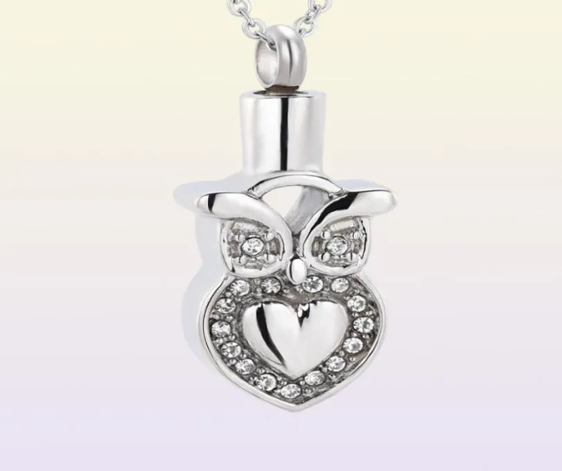 Owl With Crystal Memorial Urn Necklace PetHuman Ashes Funeral Urn Necklace Ash Locket Cremation Jewelry73949101618636