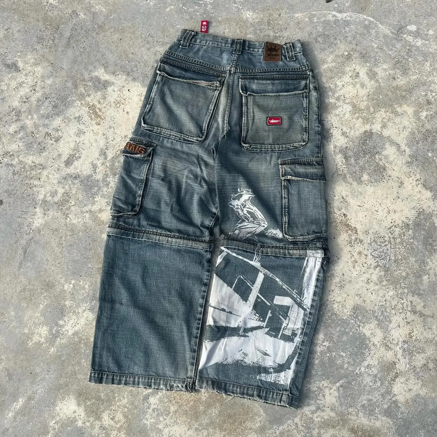 Jeans de carga JNCO de rua JNCO Y2K Hip Hop Multi Pocket Retro Baggy calça de calça masculina Momens gótico Cintura largura de perna larga calça 240504