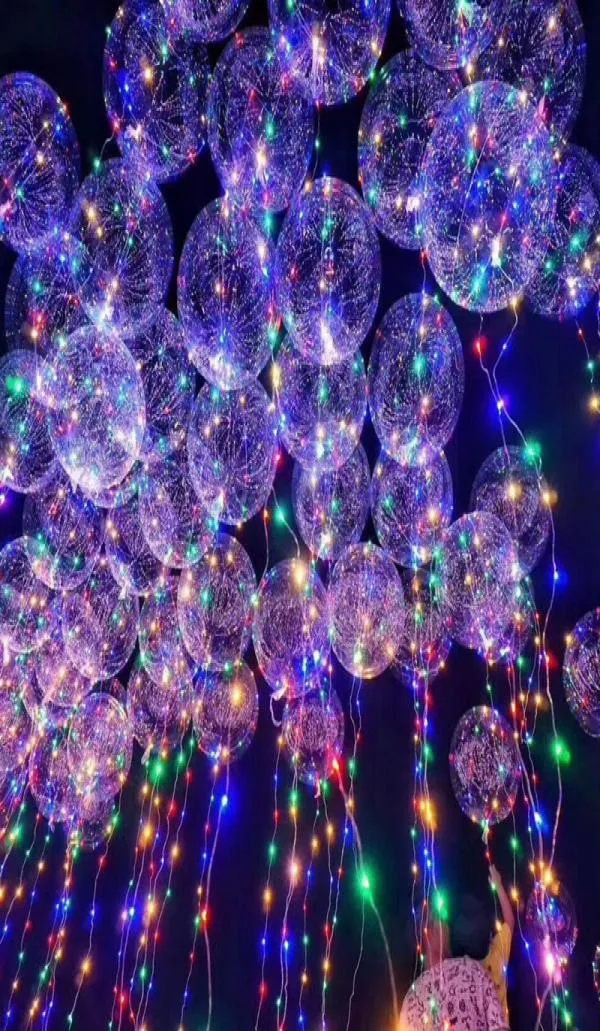 10setlot 18 inç aydınlık LED balon 18quot şeffaf balon ip ışıkları yuvarlak kabarcık helyum balonlar çocuk düğün dekor1840311