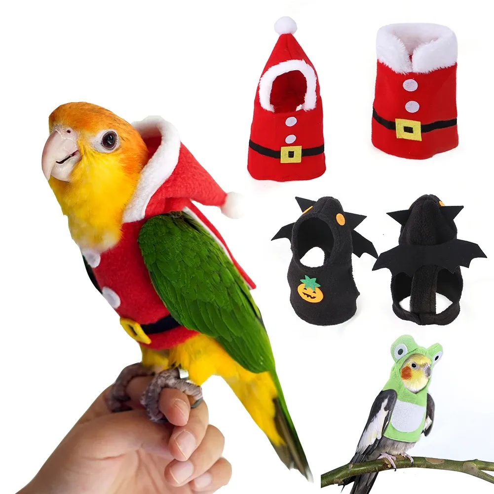 Träning fågel vinter varma kläder halloween jul fåglar kostym rolig festival papegoja kappkläder för parakter cockatiel cockatoo