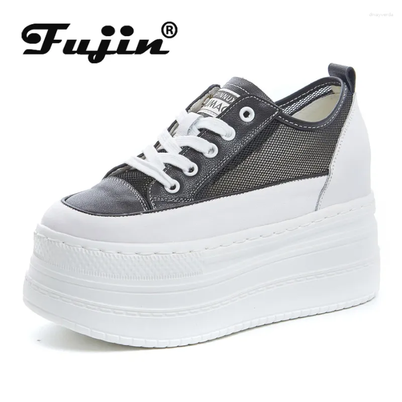 Повседневная обувь Fujin 9см Воздушная сетчатая сетка искренна кожа