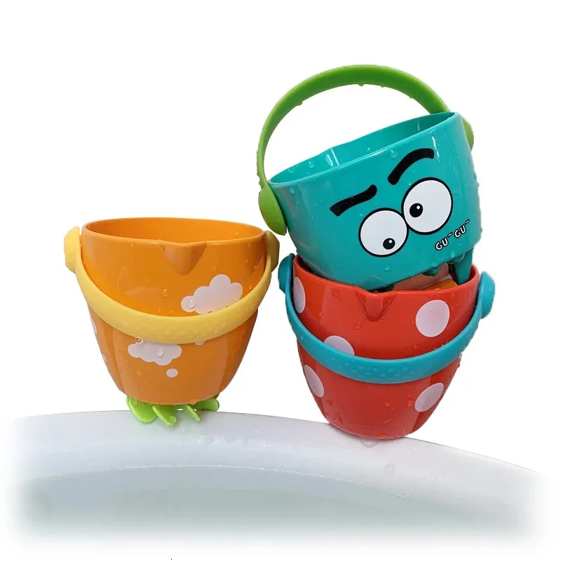 Brinquedos de banho de chá de bebê Conjunto de banheira de banheira de bebê mini brinquedos de bucket de balde com pitores