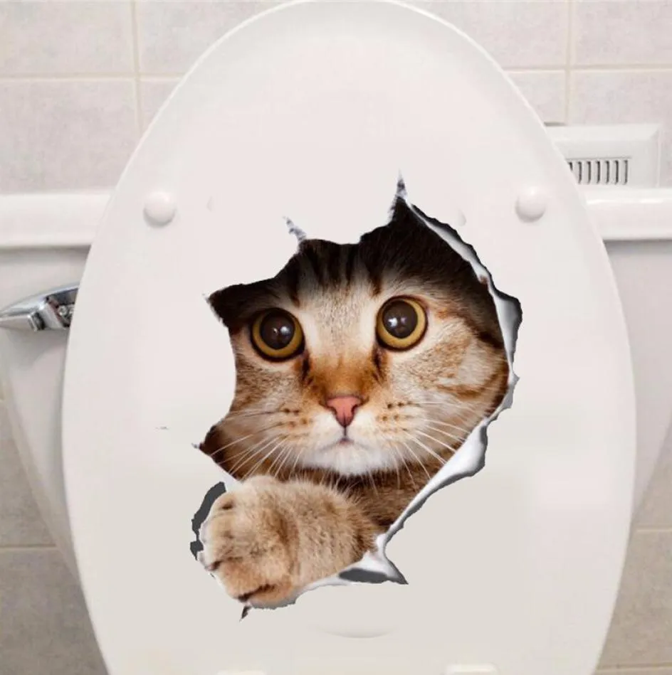 Cane da gatto impermeabile per gatto 3D Adesivo a parete Vista bagno Wilet Soggiorno Decorazioni per la casa Poster Sfondo Sfondo Wall Adesivi7048835