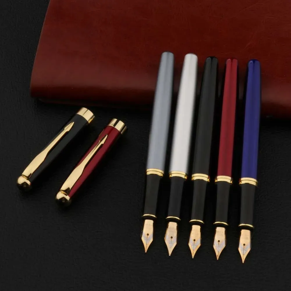 Högkvalitativ metall 388 Fountain Pen Business Black Golden Studery Office School Supplies Gift Ink Pens 240428