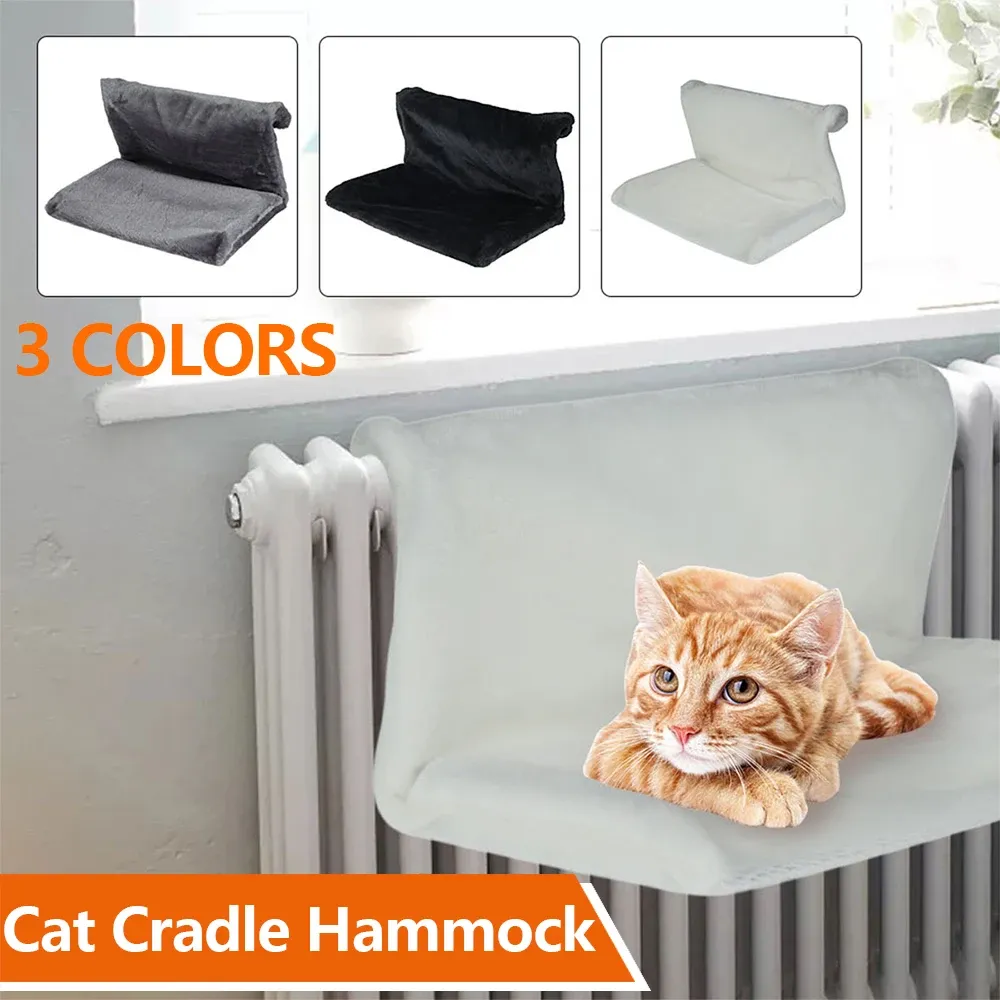 Casas Radiator Cama Cama pendurada Cradle Hammock Pequeno animal de pendagem de animais de estimação com moldura de metal Luxury Warm Fleece Basking for Cats