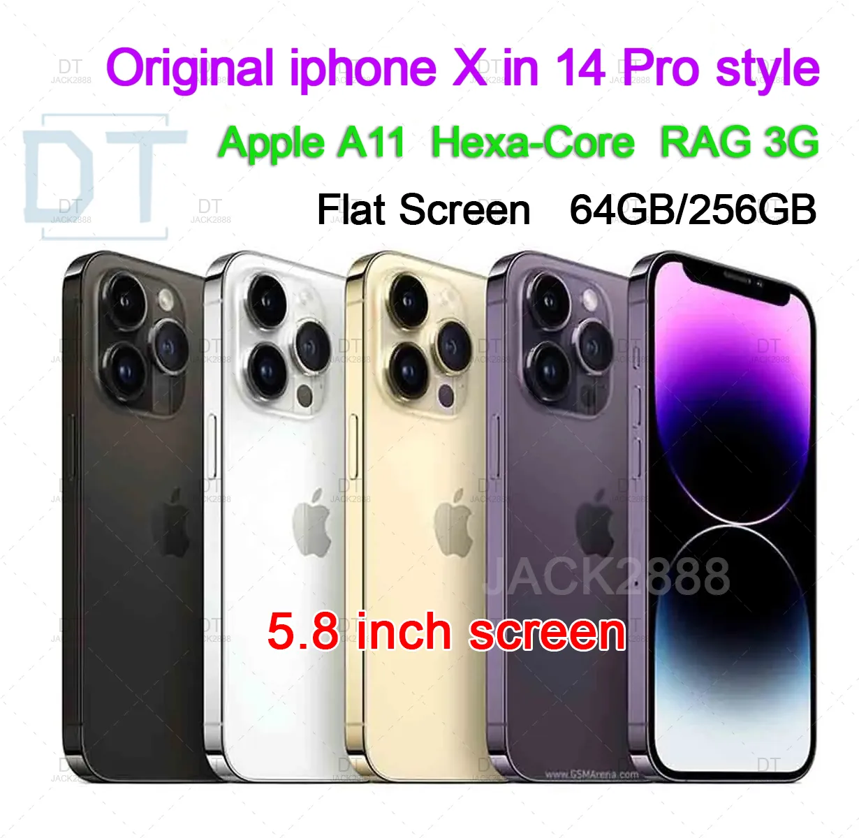 Renoviertes Original Unlocked OLED -Bildschirm iPhone X in iPhone 14 Pro Handystil Apple iPhone 14Pro RAM 3GB ROM 64 GB/256 GB Mobiltelefon