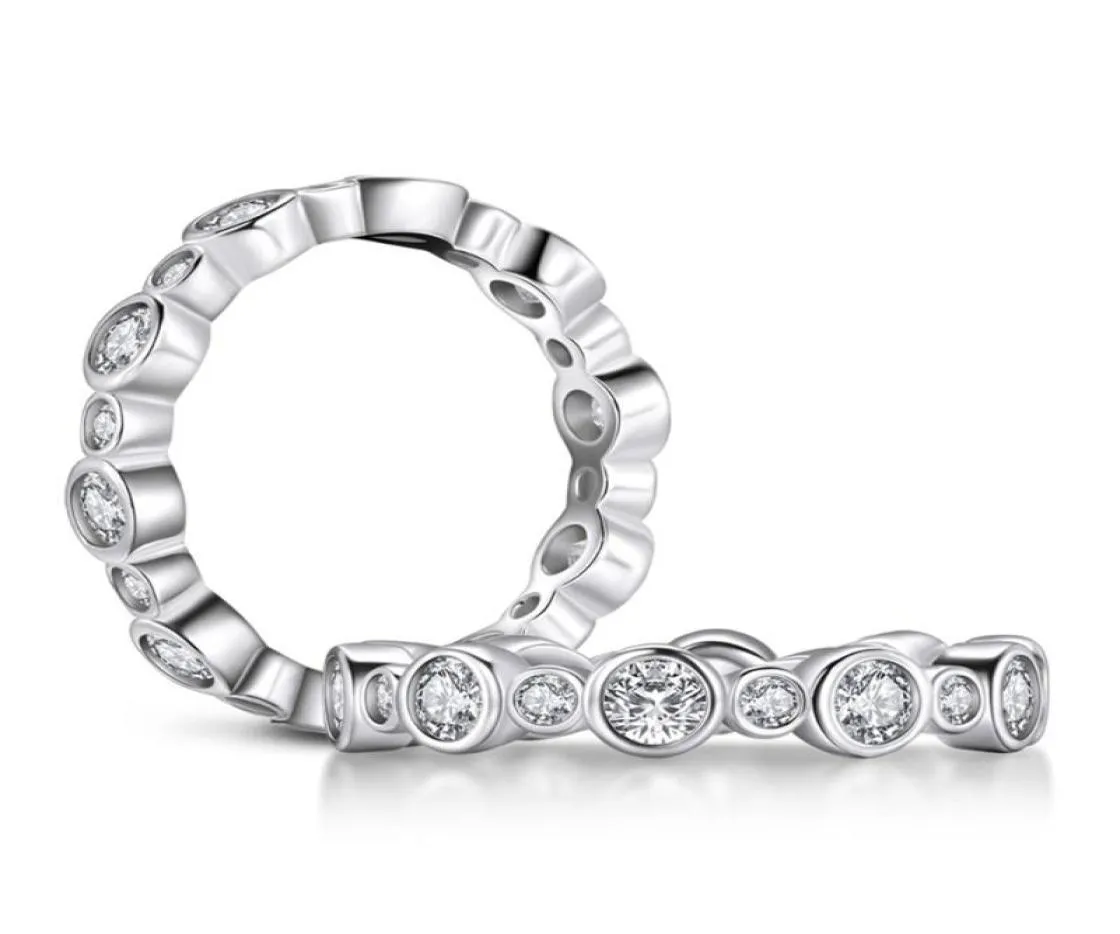 Clusterringen 100 Pure 925 Sterling Silver CZ Zirkoon Ring Ring Row Boorstapelbare sieraden voor vrouwen Party Promise Wedding3716297