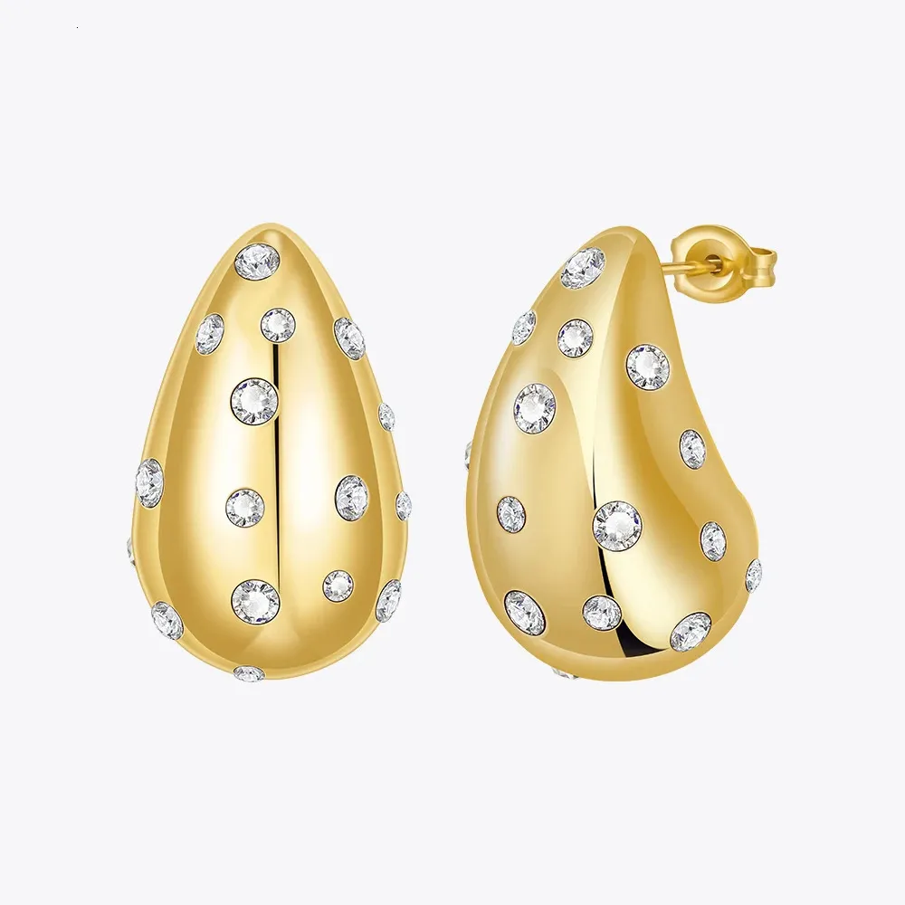 Enfashion Aretes de Mujer Rain Drop Zirkon Stud -oorbellen voor vrouwen Goudkleur roestvrij staal in oordingen mode sieraden E231472 240430