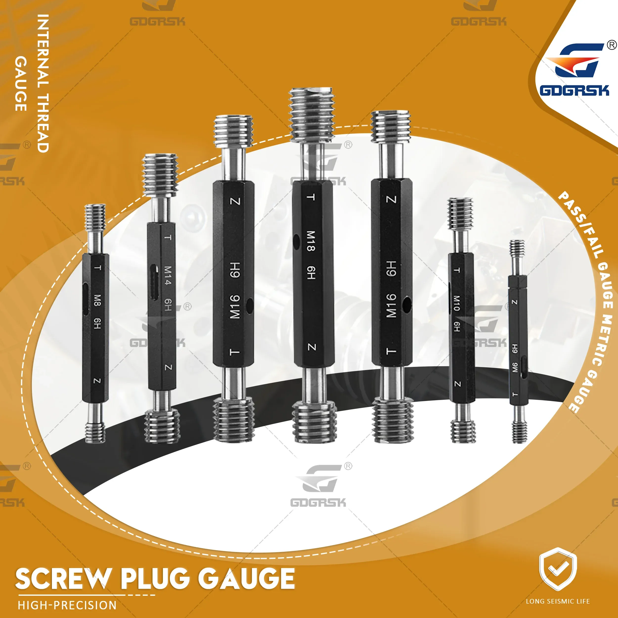 Herramientas Guáticas de enchufe de rosca de alta precisión GO/No GO Gage Métrica Métrica 6H Tornillo interno Gage Fino, Herramienta de prueba de rosca de tono 1 PCS