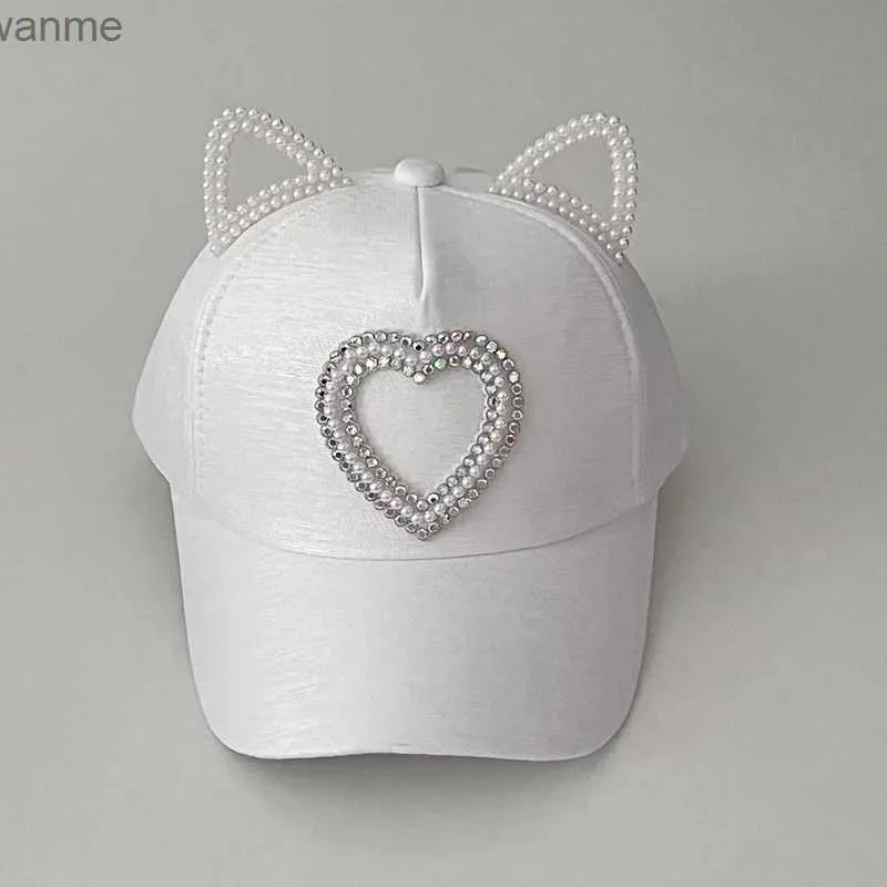 Caps chapeaux Childrens en forme de coeur en forme de coeur Cap Girls Perle Boucle Back Protection Sole