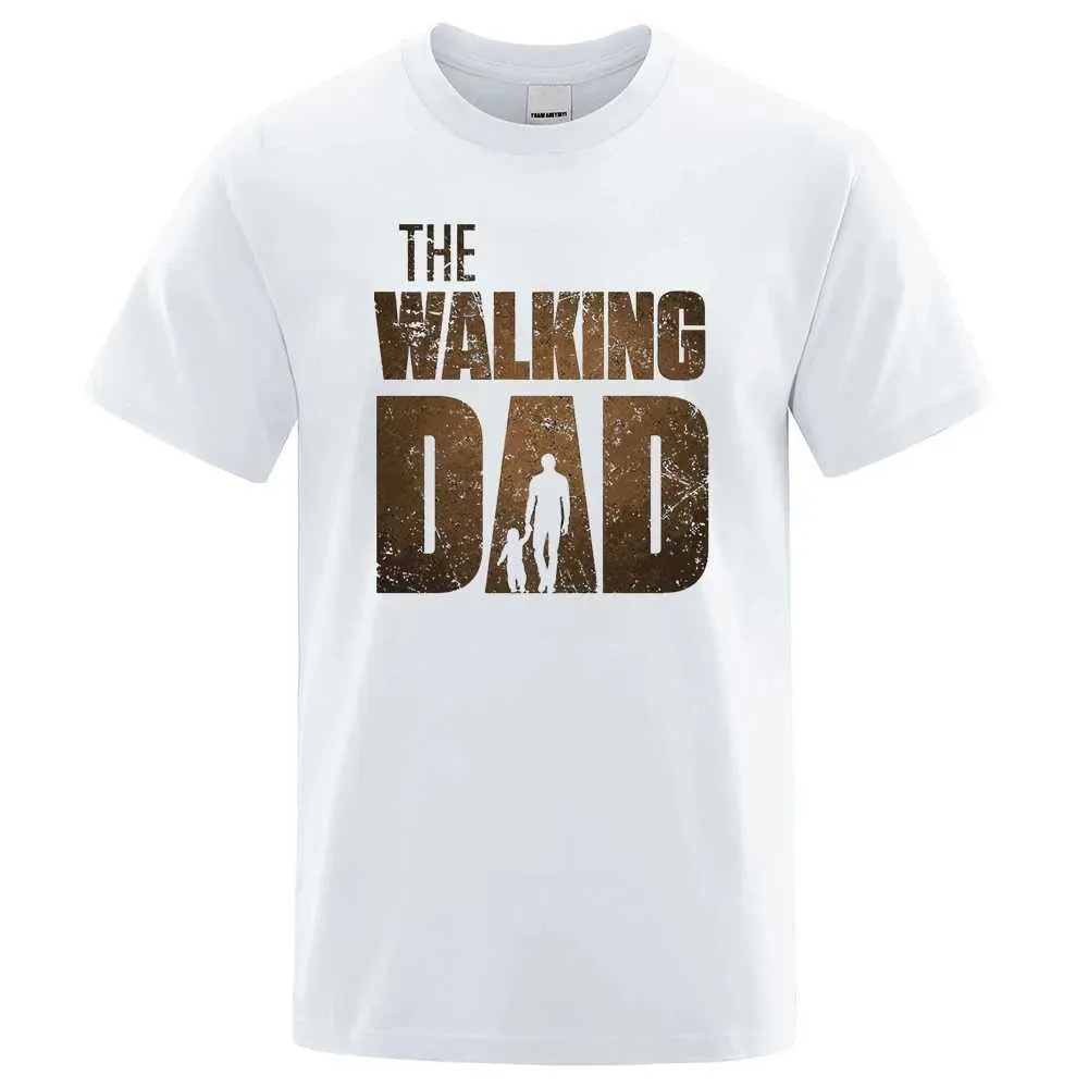 Męskie koszulki The Walking Dad Funny Strt Printed Men T-shirts Modna lato bawełniana koszulka luźna ograniczona krótkie pęcherzy