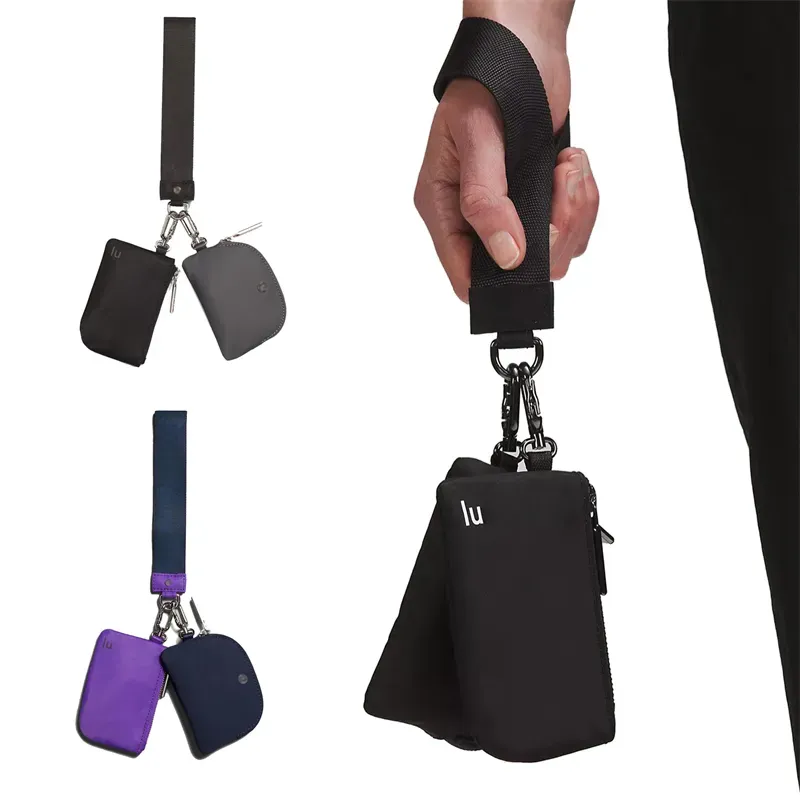 Wallets Lady lu dual pouch wristlet clutch bag purse designer woman handbag wallet mans luxurys Cardholder coin purses keychain nylon canv