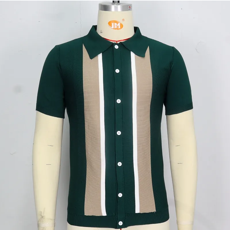 Camisas de pólo casuais homens contraste de contraste colorido polos elegante de manga curta de tênis lapela camisetas de verão