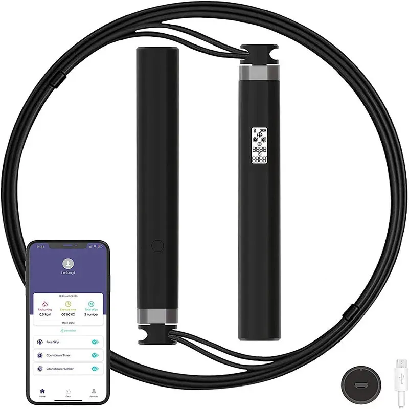 Kreativitet Smart Rope Jumping Application Bluetooth Connection JumPrope Fitness Training Tool Electronic Count Jump Rope Device 240428