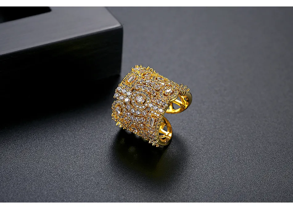 AAA Faceted Zircon Crystal Jewelry Set - Earrings + Ring + Pendant Necklace