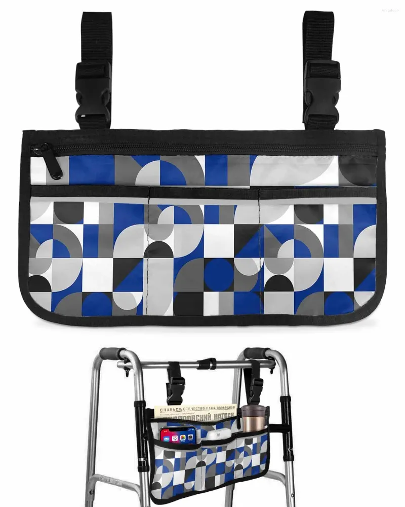 Сумки для хранения северно -ретро -средневековая геометрическая абстрактная цветовая сумка для инвалидных колясок боковая рама электрического скутера.