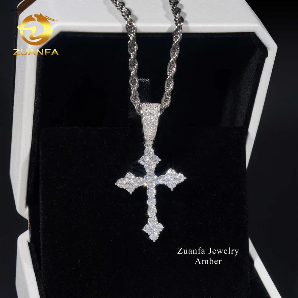 Designer Jewelrystock Fine Jewelry Collier Silver 925 Iced Out Hip Hop Jewelry Men Women VVS Moisanite Diamond Cross Pendant