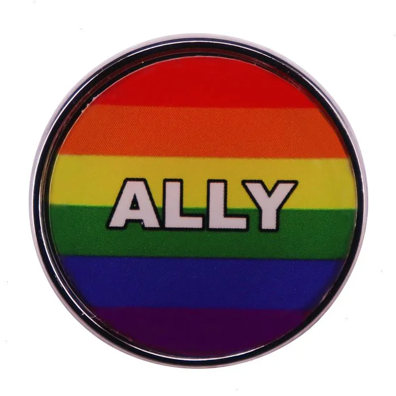 Rainbow Ally Button Badge LGBT Pride Flag Pins Söta anime filmer spel hårda emaljstift samlar metalltecknad brosch