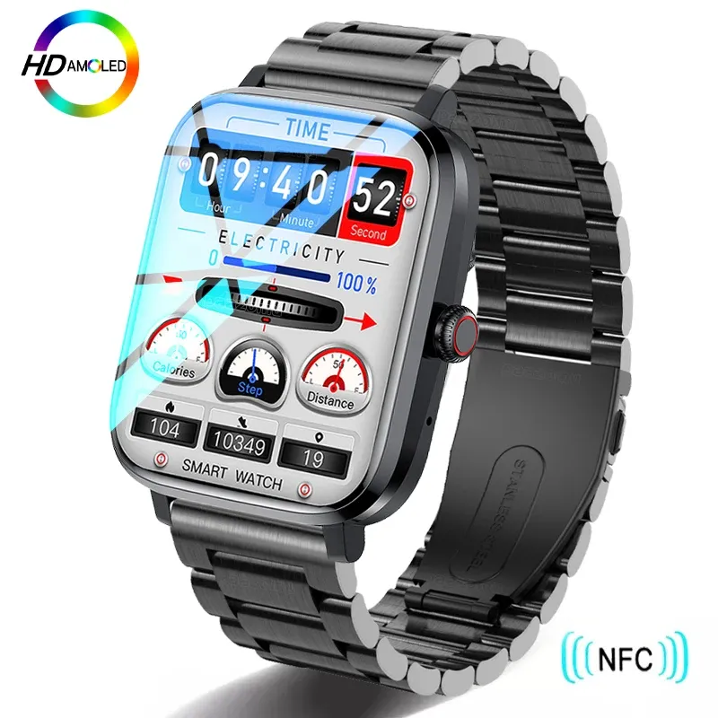 Смотрите 2023 Новые NFC Smart Watch Men Smart Bluetooth Call Sport GPS Track SmartWatch Женщины СМАМНАЯ СМАМЕТНЫ