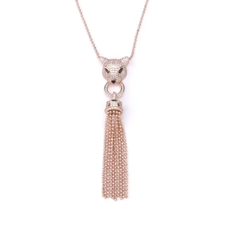 Colar pingente de diamante de designer feminino Tassel Tassel Adoro Brincos de trevo de quatro folhas Jóias de brincadeira de casamento Baotou charme colares de pingentes de tigre