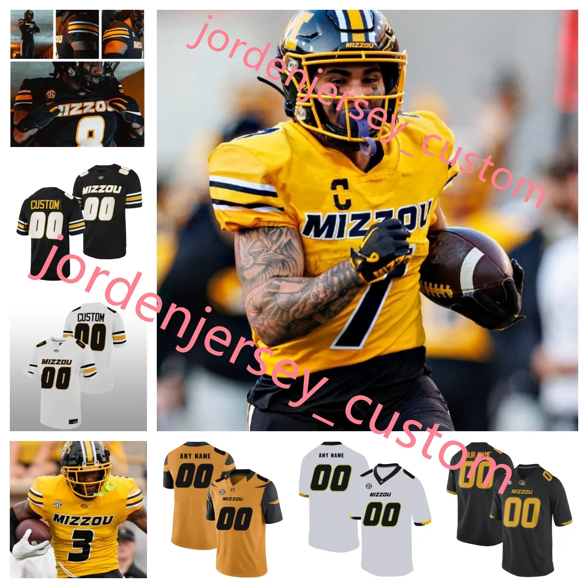 Joe Moore Jaylon Carlies 2024 Cotton Bowl Missouri voetbalshirt Ennis Rakestraw Jr. Harrison Mevis Riley Williams Tre'vez Johnson Marcus Clarke Stitched Jerseys