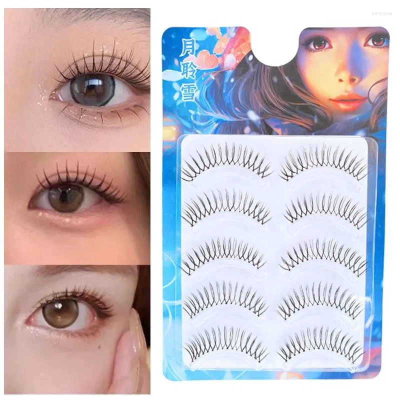 False wimpers 5 paren 3D Natuurlijk herbruikbare U wimperverlengingsbundels met transparante stengel Big Eye Lash Supplies