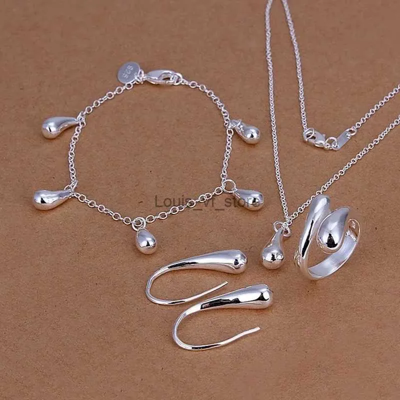 Bröllop smyckesuppsättningar 925 sterling silver dropparmband örhängen halsband ringar kvinnor av hög kvalitet klassisk mode S223 H240504