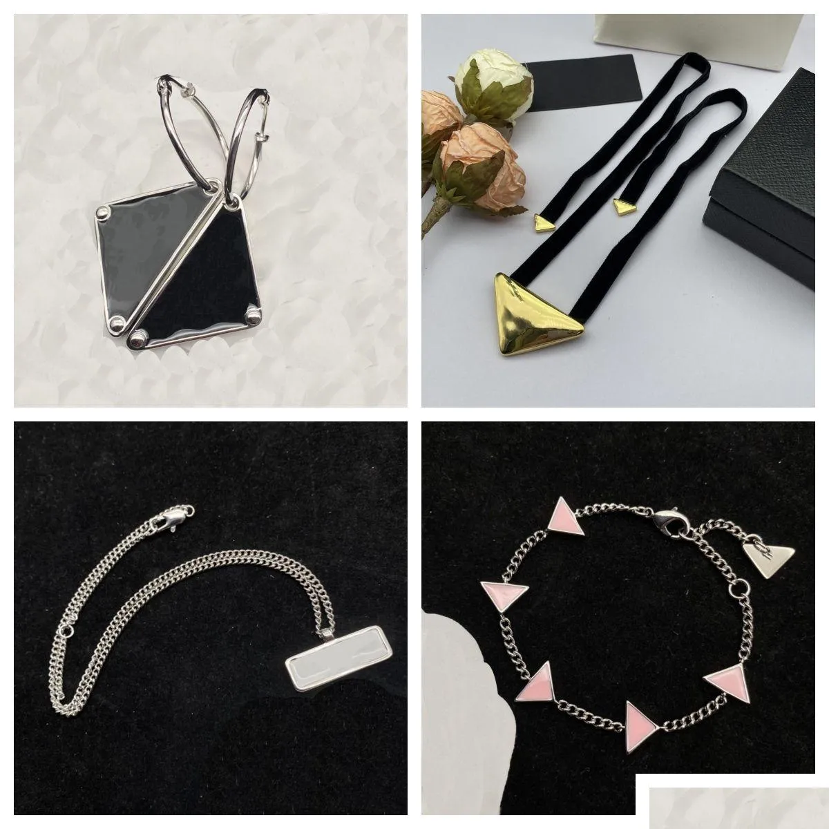 Armband, oorbellen ketting nieuwe mode look jurk accessoires DesignerTrianGar kettingen armband ketting veelzijdige temperament geom dhkxt