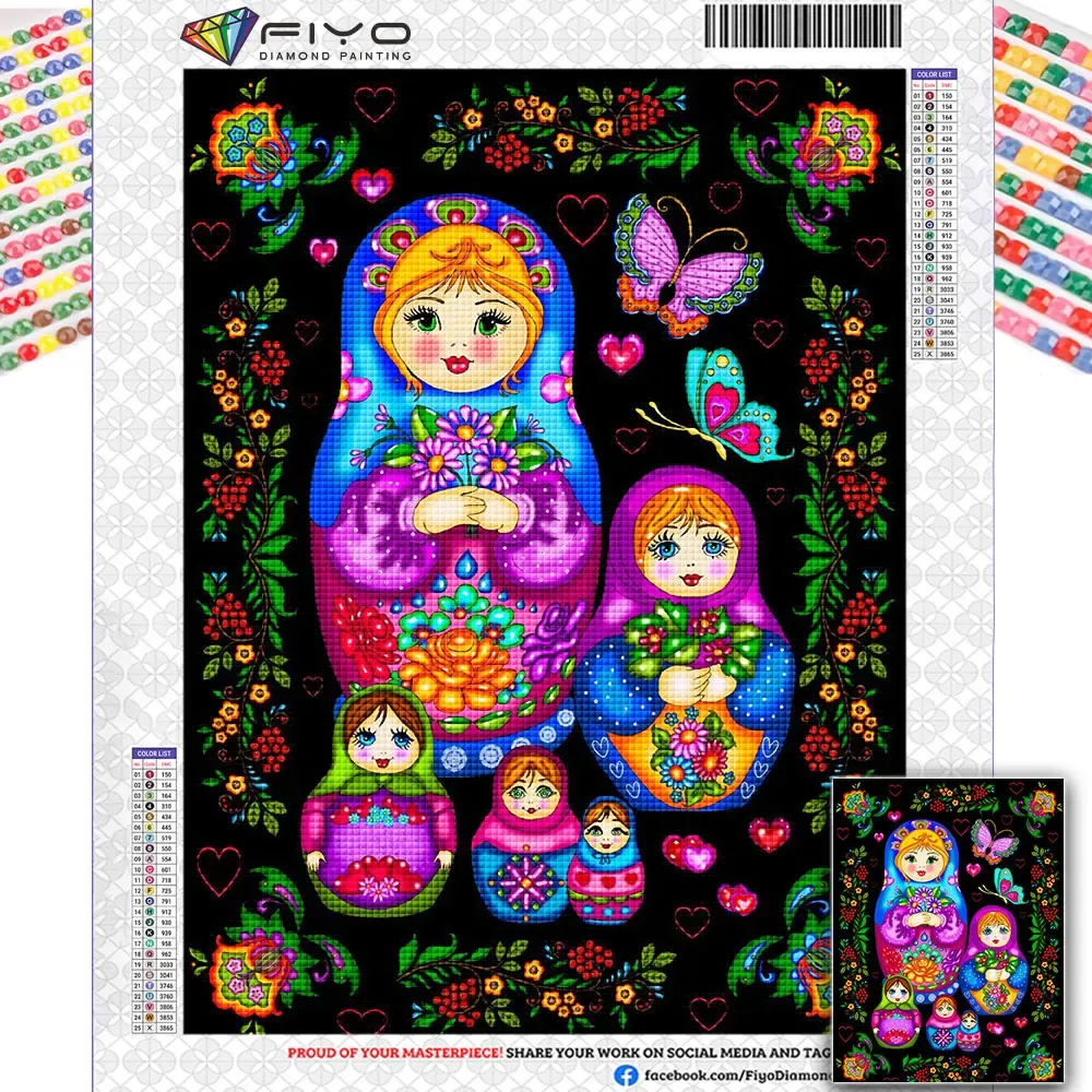 Stitch Diamond Painting Russische poppen 5D DIY Mozaïek Diamant borduurwerk Rhinestone Art Picture Cross Stitch Kits Home Decor Cuadros